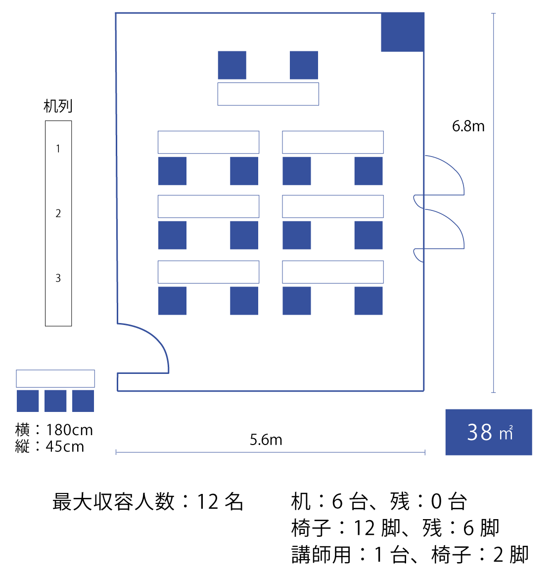 スクール（2名掛け）